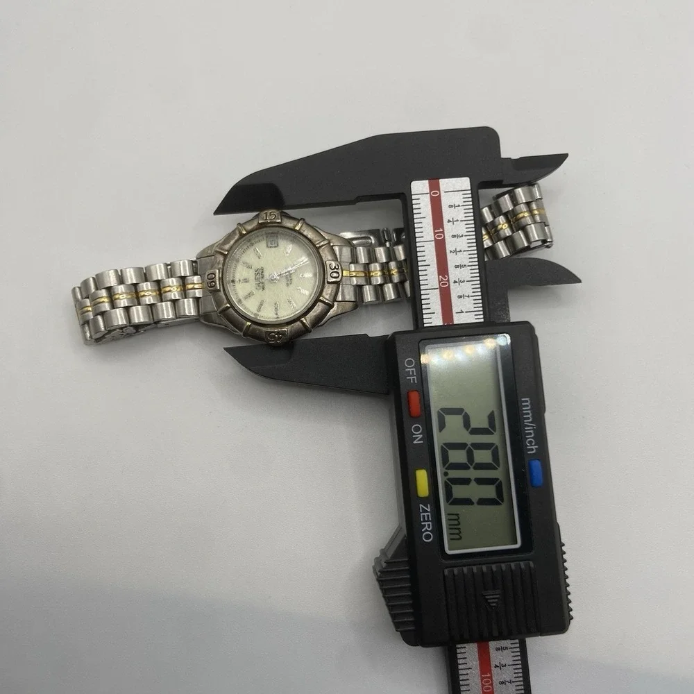 Vintage‎ 1996 Guess Waterpro Watch Women 30mm Silver Gold Tone Date Untested